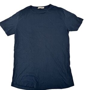 Luca Faloni T-Shirt Mens Medium Navy Blue Silk Cotton Blend Made in Italy Luxury